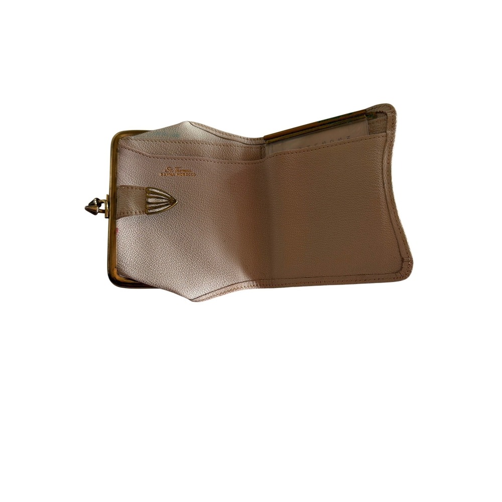 St. Thomas Wallet Beige Sahna Morocco Leather Kiss Lock Vintage Bi-fold Wallet - Picture 4 of 5